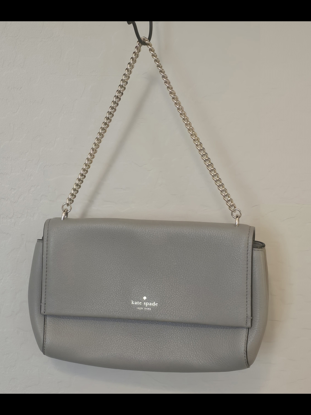 Kate Spade New York Atlas Place Pebbled Leather Shoulder Bag in Gray Gold